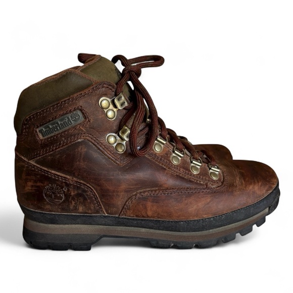 Timberland Women’s Euro Hiker Leather Brown Retro Size 9 Boots - Picture 1 of 11